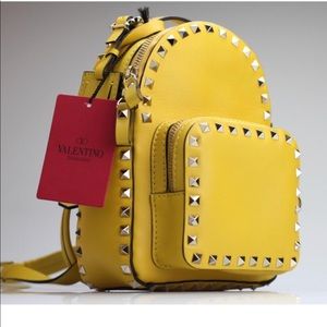 Valentino Yellow Rockstud Mini Backpack